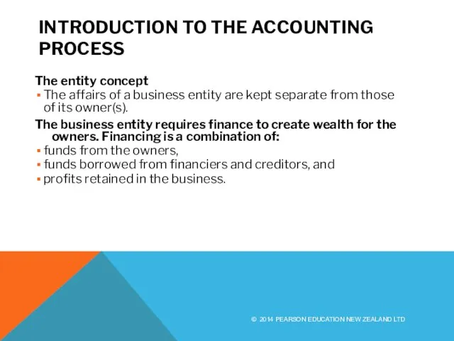 INTRODUCTION TO THE ACCOUNTING PROCESS The entity concept The affairs of a