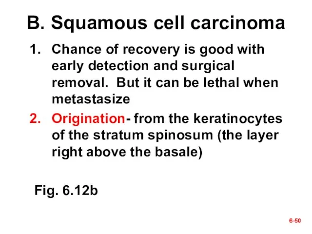 6- 6- B. Squamous cell carcinoma Chance of recovery is good with