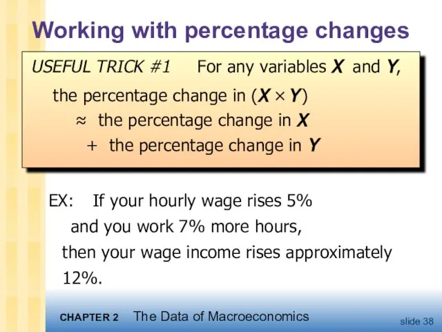 Working with percentage changes EX: If your hourly wage rises 5% and