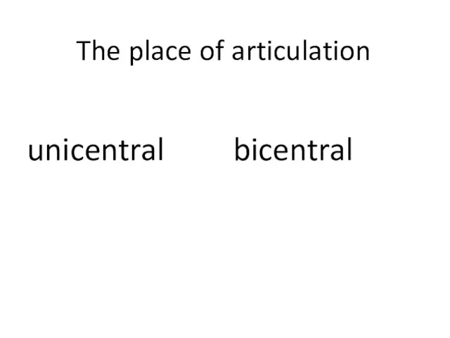 The place of articulation unicentral bicentral