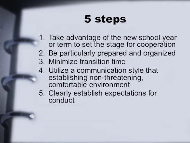 5 steps Take advantage of the new school year or term to