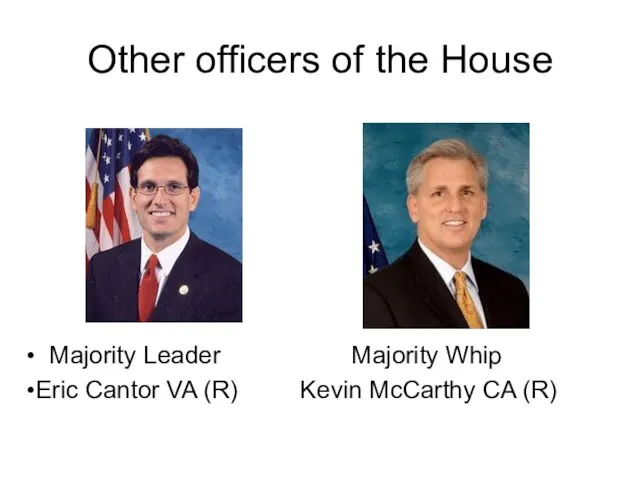 Other officers of the House Majority Leader Majority Whip Eric Cantor VA