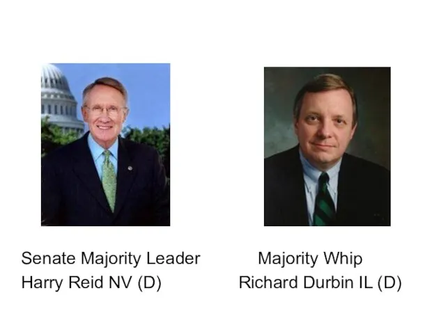 Senate Majority Leader Majority Whip Harry Reid NV (D) Richard Durbin IL (D)