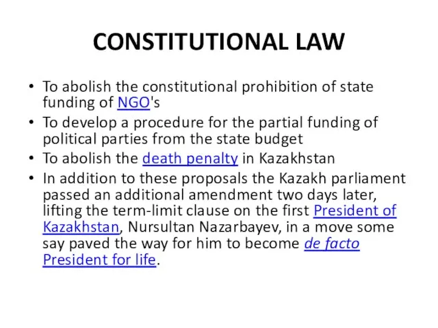 CONSTITUTIONAL LAW To abolish the constitutional prohibition of state funding of NGO's