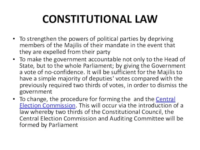 CONSTITUTIONAL LAW To strengthen the powers of political parties by depriving members