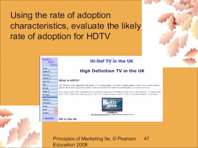 Principles of Marketing 5e, © Pearson Education 2008 Using the rate of