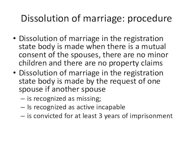 Dissolution of marriage: procedure Dissolution of marriage in the registration state body