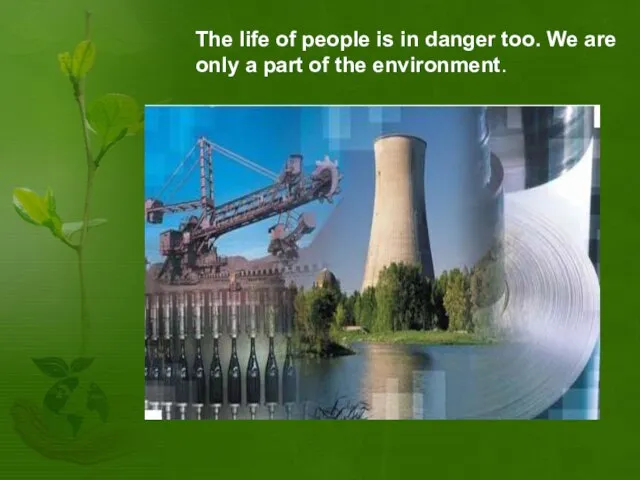 The life of people is in danger too. We are only a part of the environment.