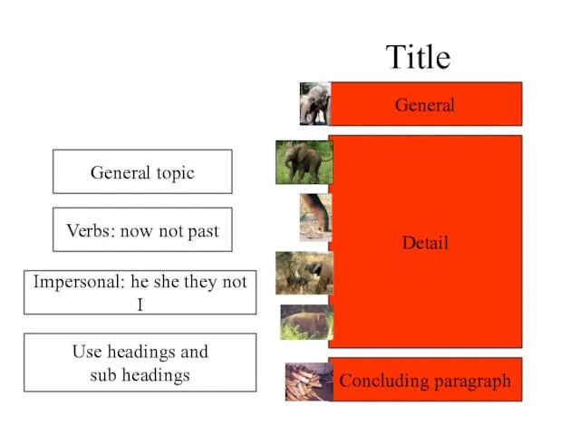 Title General topic Verbs: now not past Impersonal: he she they not