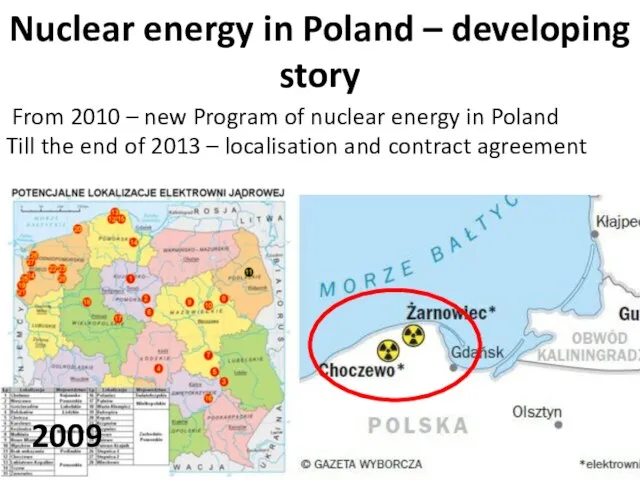 From 2010 – new Program of nuclear energy in Poland Till the