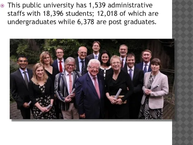 This public university has 1,539 administrative staffs with 18,396 students; 12,018 of