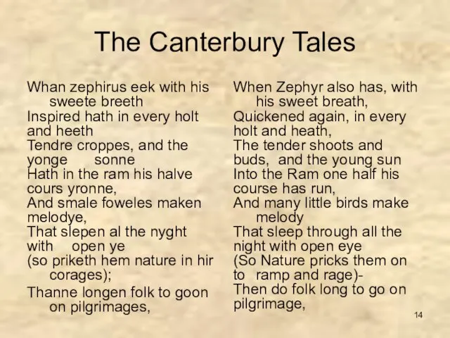 The Canterbury Tales Whan zephirus eek with his sweete breeth Inspired hath