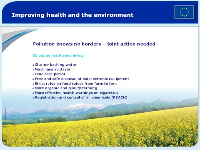 Improving health and the environment Pollution knows no borders – joint action