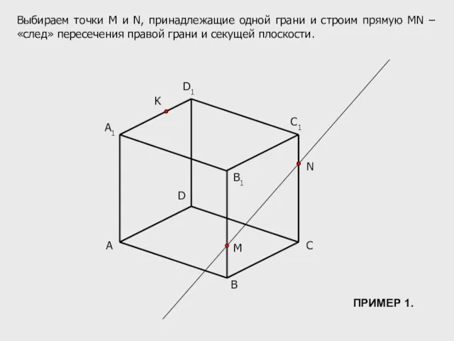 A B C D B1 C1 D1 M N K Выбираем точки