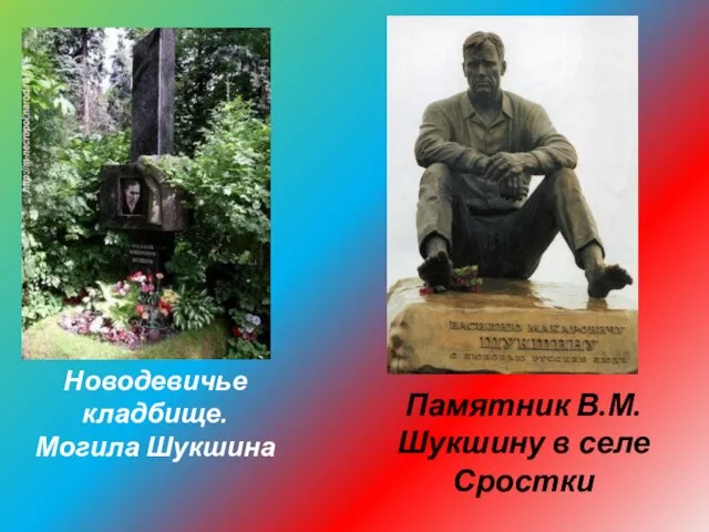 Памятник В.М.Шукшину в селе Сростки Новодевичье кладбище. Могила Шукшина