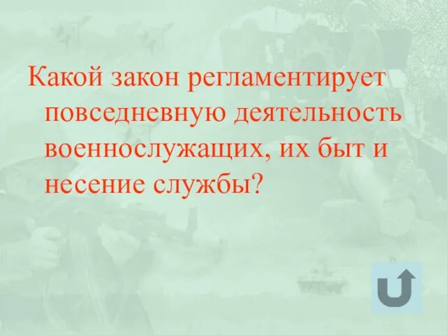 Какой закон регламентирует повседневную деятельность военнослужащих, их быт и несение службы?