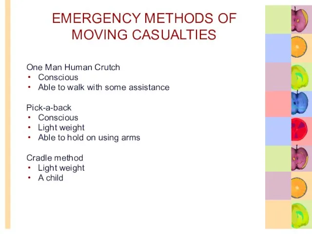 EMERGENCY METHODS OF MOVING CASUALTIES One Man Human Crutch Conscious Able to
