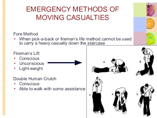 EMERGENCY METHODS OF MOVING CASUALTIES Fore Method When pick-a-back or fireman’s life