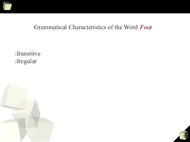 Grammatical Characteristics of the Word Foot Iransitive Iregular