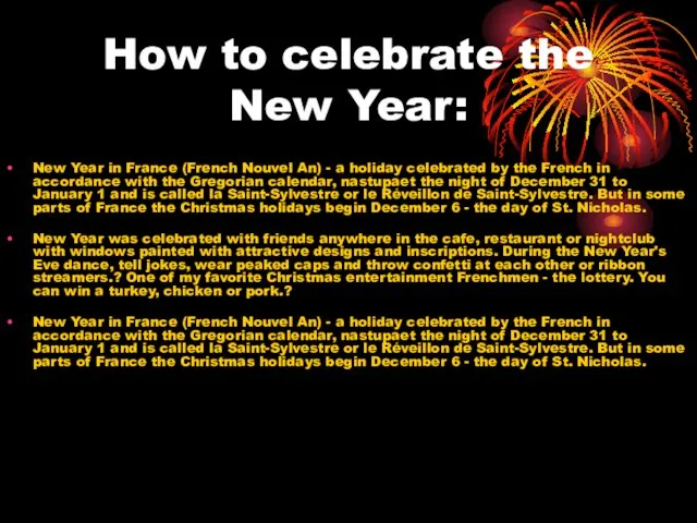 How to celebrate the New Year: New Year in France (French Nouvel