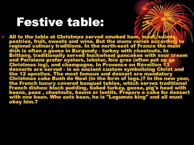 Festive table: All to the table at Christmas served smoked ham, meat,