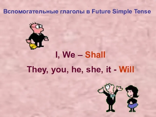 Вспомогательные глаголы в Future Simple Tense I, We – Shall They, you,