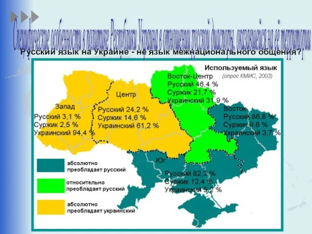 Русский язык на Украине - не язык межнационального общения? Специфические особенности в