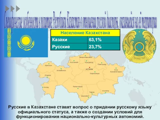 Специфические особенности в политике Республики Казахстан в отношении русской диаспоры, оказавшейся на