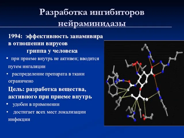 Разработка ингибиторов нейраминидазы 1994: эффективность занамивира в отношении вирусов гриппа у человека