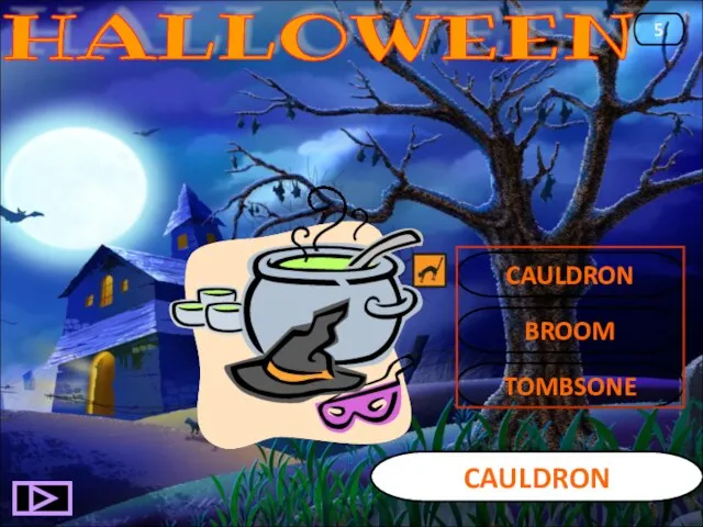 CAULDRON CAULDRON 5 BROOM TOMBSONE HALLOWEEN