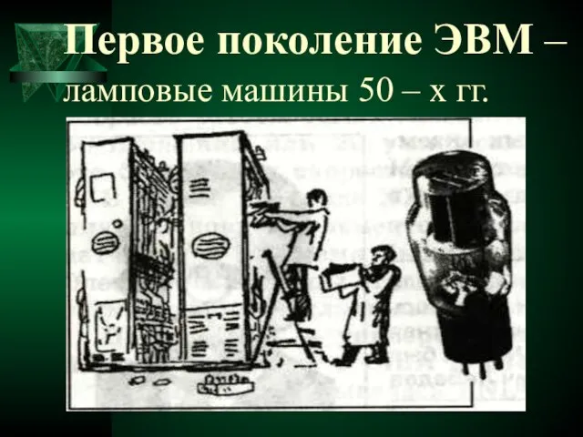 Первое поколение ЭВМ – ламповые машины 50 – х гг.