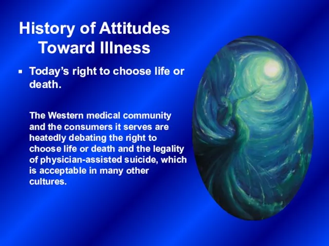 History of Attitudes Toward Illness Today’s right to choose life or death.