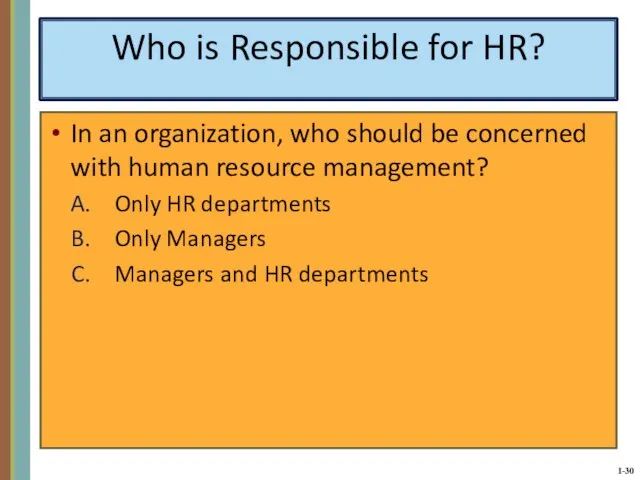 Who is Responsible for HR? In an organization, who should be concerned