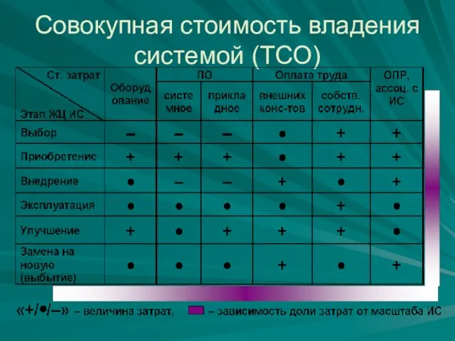 Совокупная стоимость владения системой (ТСО)