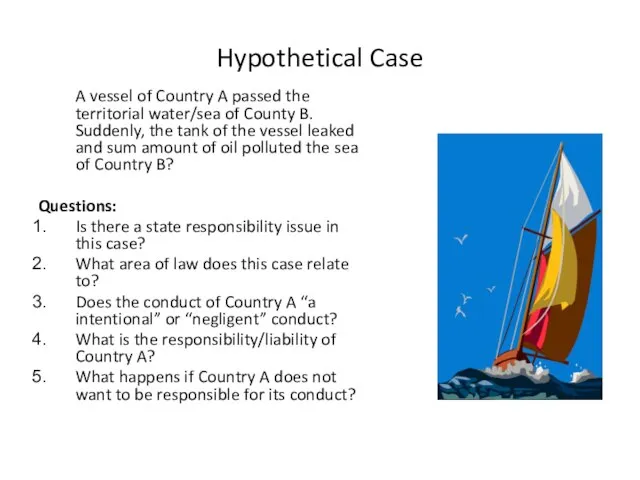 Hypothetical Case A vessel of Country A passed the territorial water/sea of