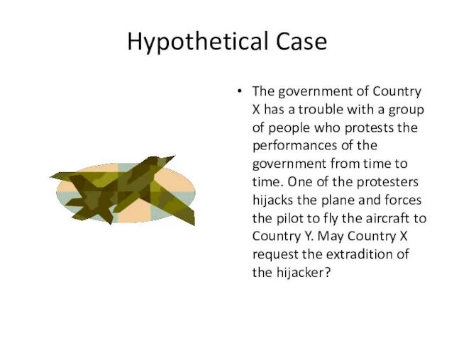 Hypothetical Case The government of Country X has a trouble with a