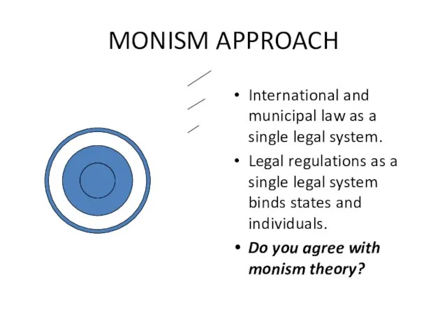 MONISM APPROACH International and municipal law as a single legal system. Legal