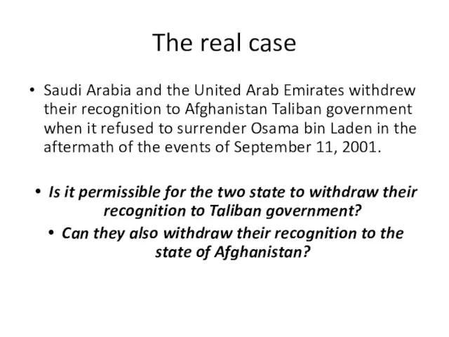 The real case Saudi Arabia and the United Arab Emirates withdrew their