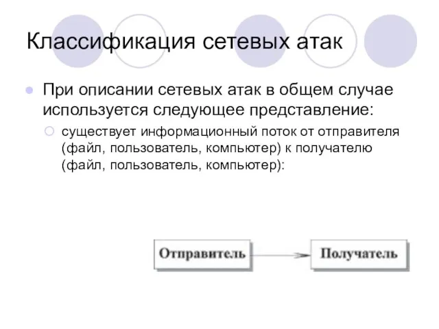 Классификация сетевых атак При описании сетевых атак в общем случае используется следующее