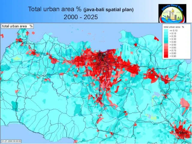 Total urban area % (java-bali spatial plan) 2000 - 2025