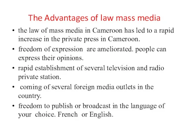 The Advantages of law mass media the law of mass media in