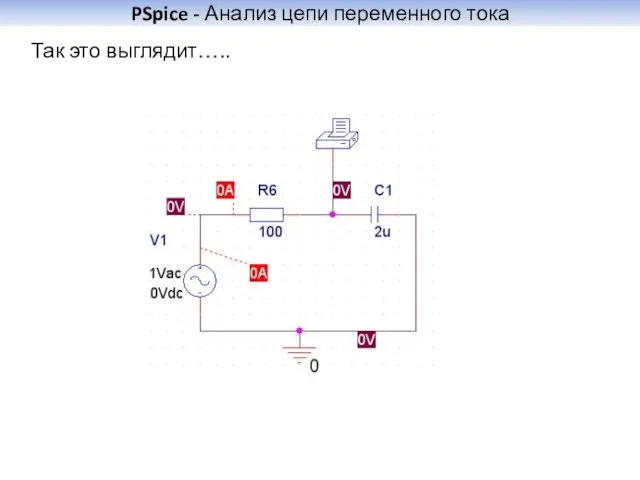 PSpice - Анализ цепи переменного тока Так это выглядит…..