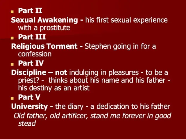Part II Sexual Awakening - his first sexual experience with a prostitute