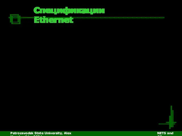 Petrozavodsk State University, Alex Moschevikin, 2004 NETS and OSs Спецификации Ethernet 10Base-5