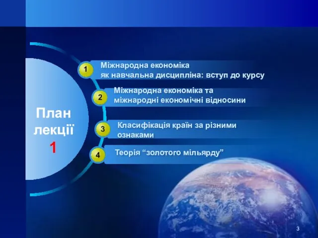 План лекції 1 1 2 3 4 Міжнародна економіка як навчальна дисципліна: