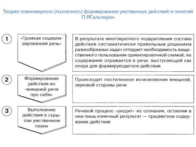 Теория планомерного (поэтапного) формирования умственных действий и понятий П.ЯГальперин