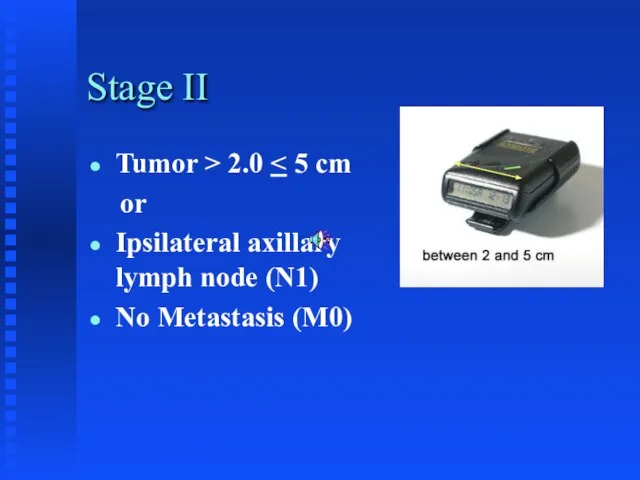 Stage II Tumor > 2.0 or Ipsilateral axillary lymph node (N1) No Metastasis (M0)