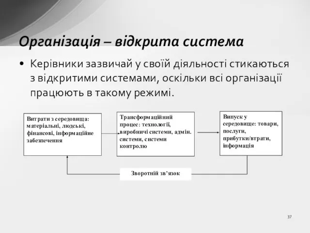 Керівники зазвичай у своїй діяльності стикаються з відкритими системами, оскільки всі організації