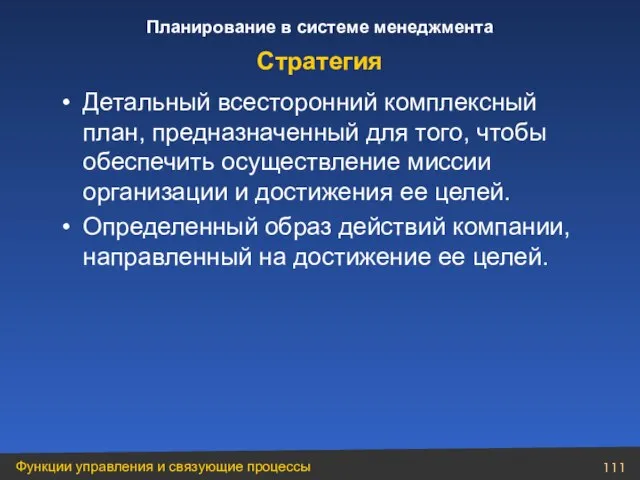 Детальный всесторонний комплексный план, предназначенный для того, чтобы обеспечить осуществление миссии организации