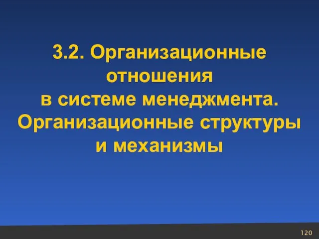 3.2. Организационные отношения в системе менеджмента. Организационные структуры и механизмы